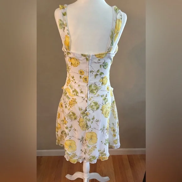Y2K Ruby Rox romantic cottage fairy Floral Yellow Dress size 9 - Picture 5 of 13